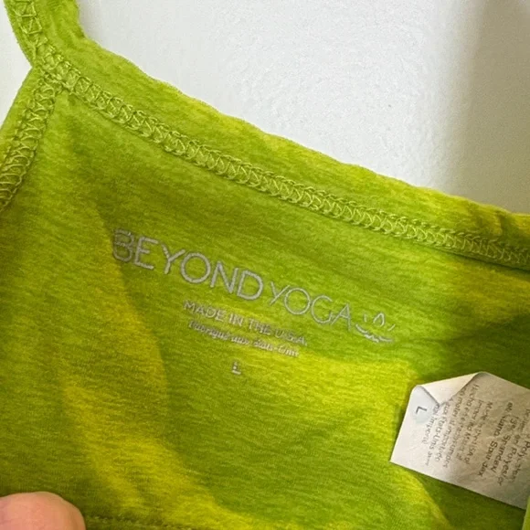 Lime Green Racerback Tank Bra Beyond Yoga - Picture 2 of 3